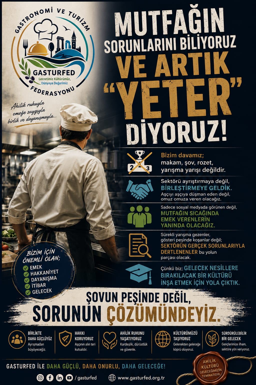 GASTURFED mutfağın sorunlarını biliyoruz ve artık yeter diyoruz afişi